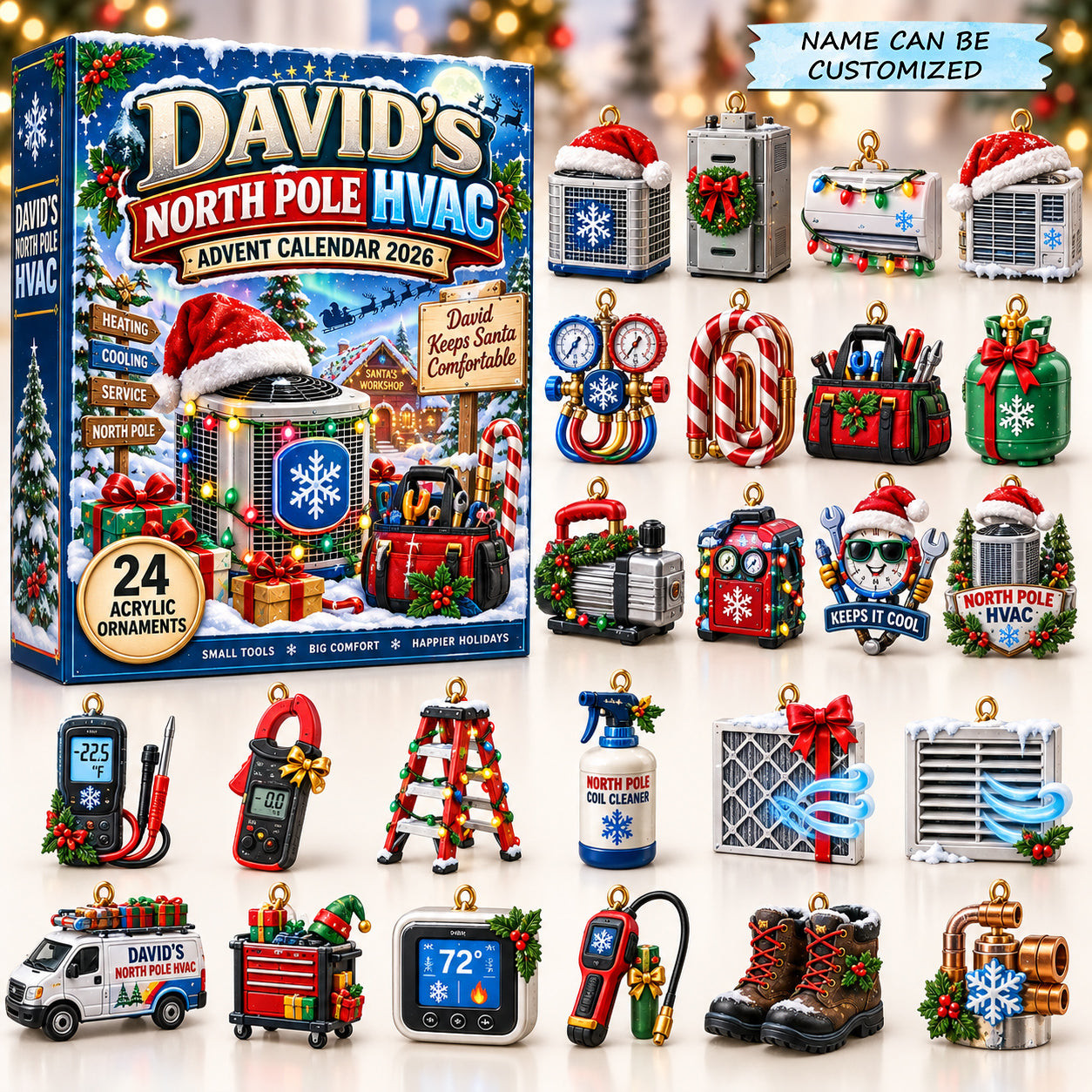 Customized North Pole HVAC Advent Calendar 2026 Christmas Gifts For Men - GWH