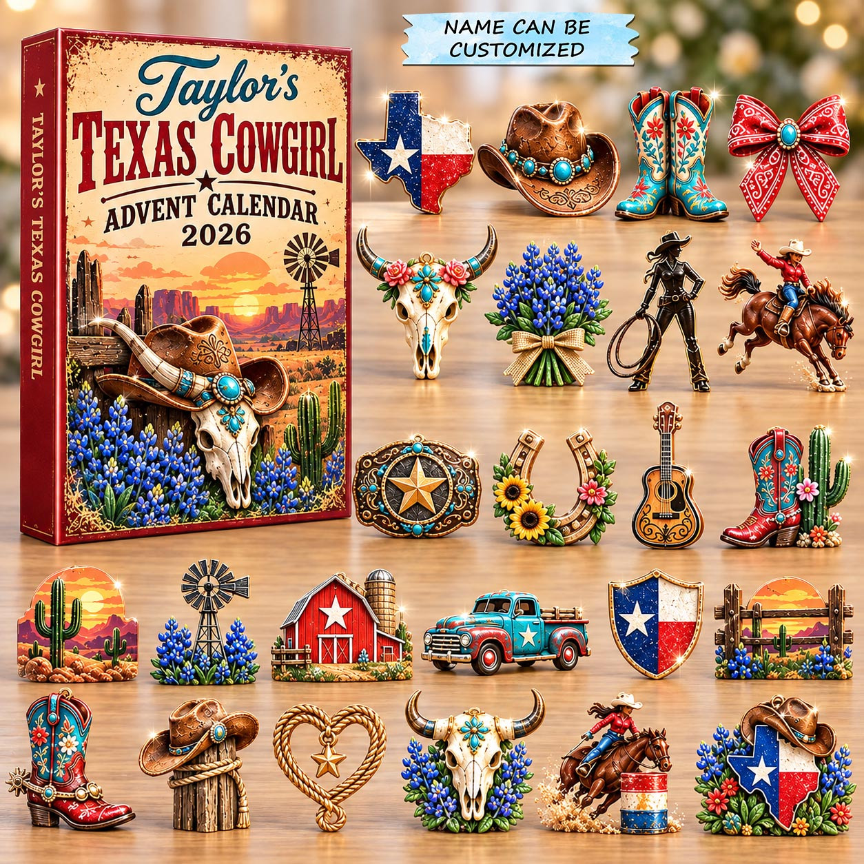 Customized Texas Cowgirl Advent Calendar 2026 Christmas Countdown Gifts For Girls - GWH