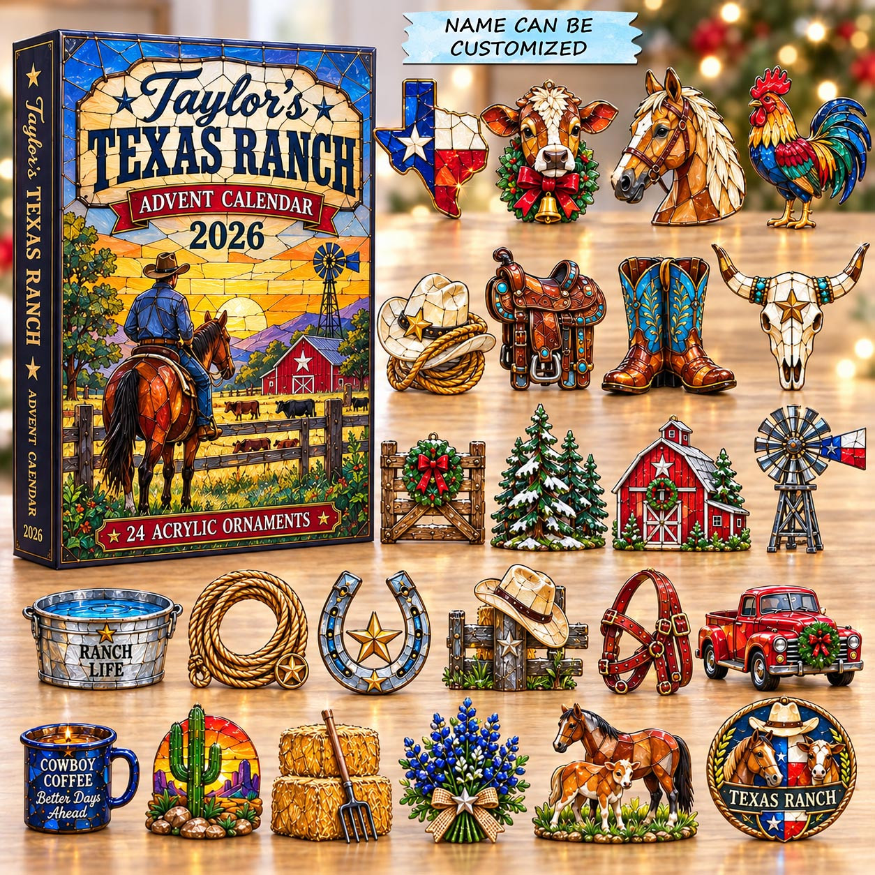 Customized Texas Ranch Advent Calendar 2026 Christmas Gifts For Cowboys - GWH