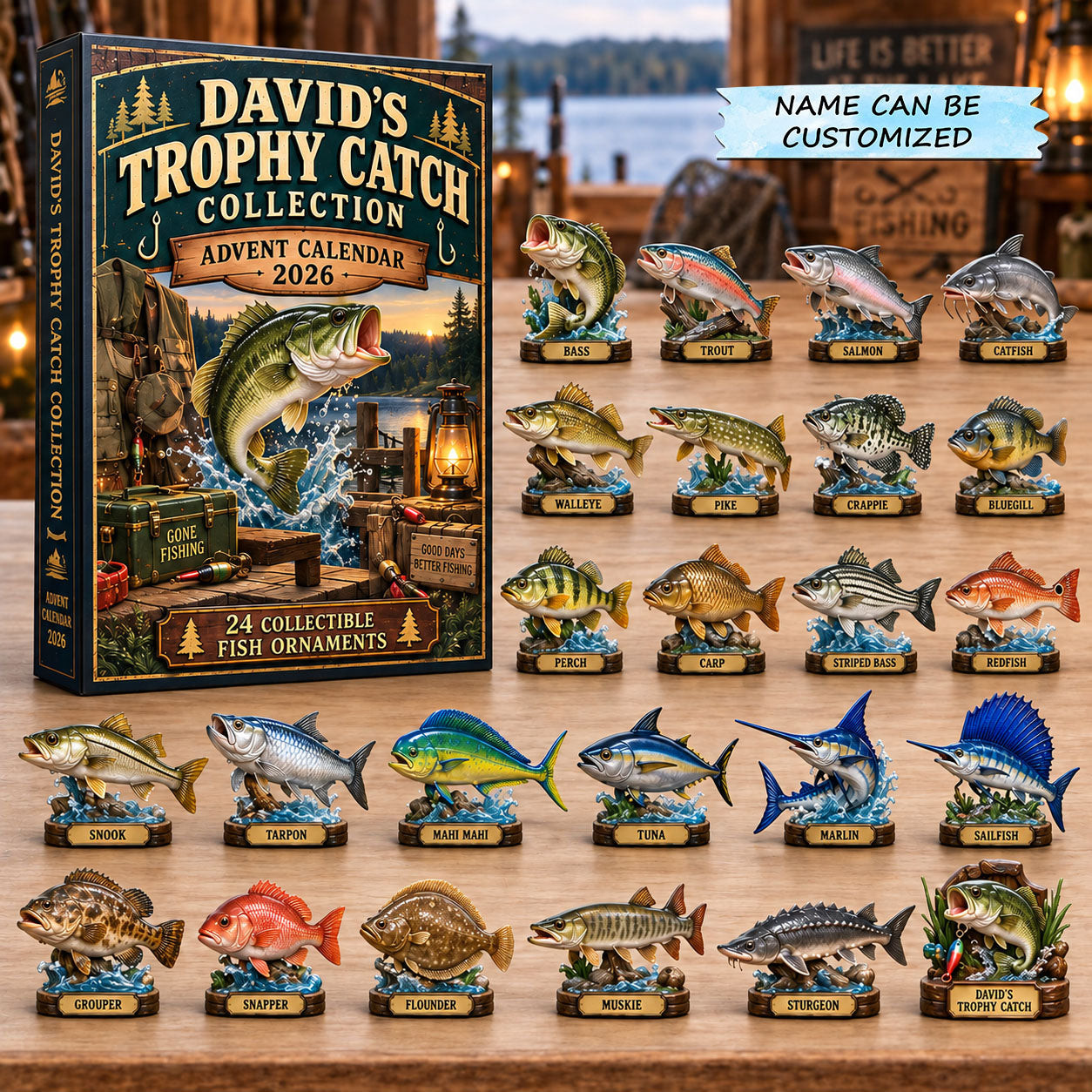 Customized Trophy Catch Collection Advent Calendar 2026 Gifts For Fishermen - GWH