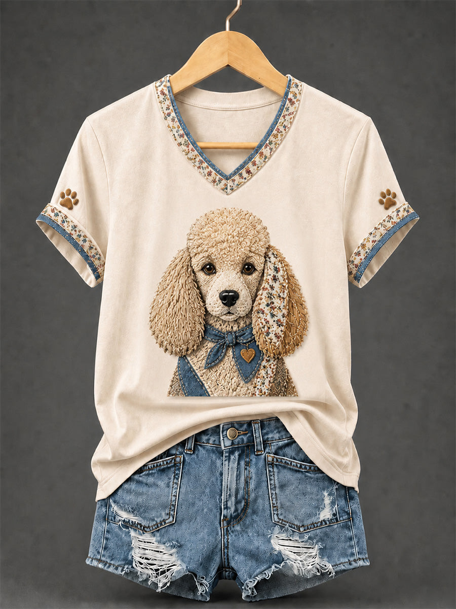 Cute Poodle Dog V-Neck T-Shirt Dog Lover Clothing Gifts For Dog Lovers - GWH