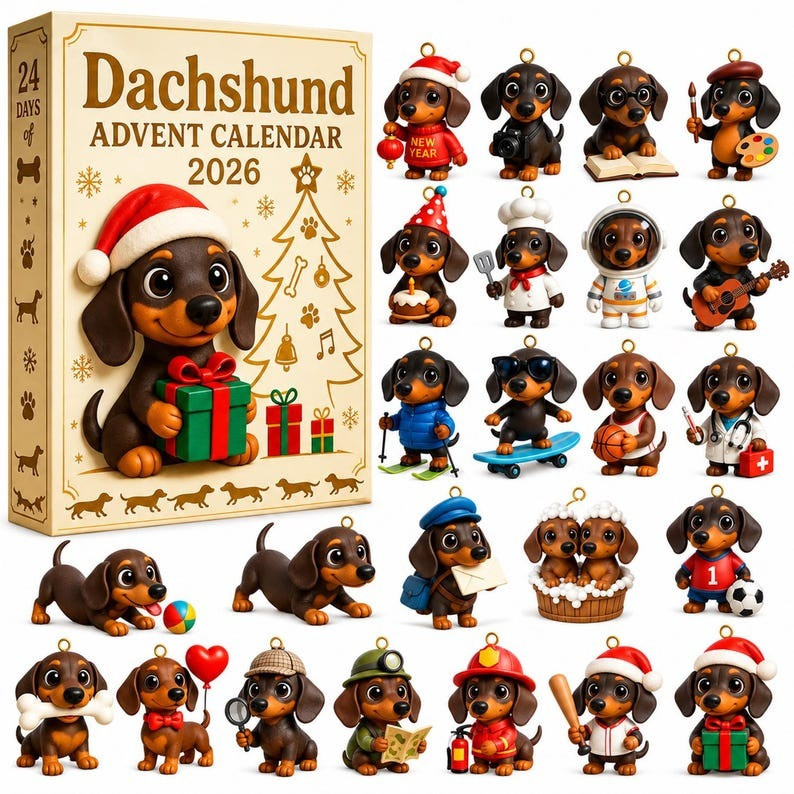 Dachshund Advent Calendar 2026 Christmas Countdown Gifts For Pet Lovers - GWH