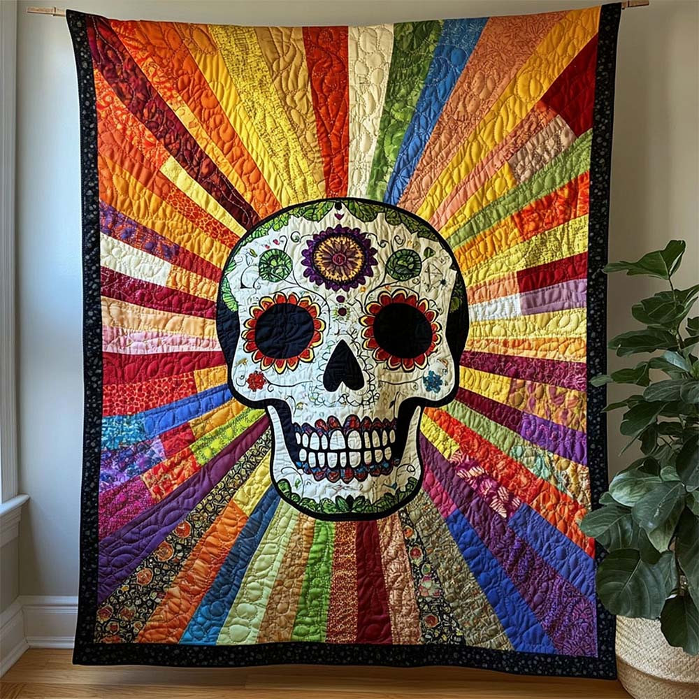 Day Of The Dead Quilted Blanket Dia De Los Muertos Decor Gifts Ideas - GWH