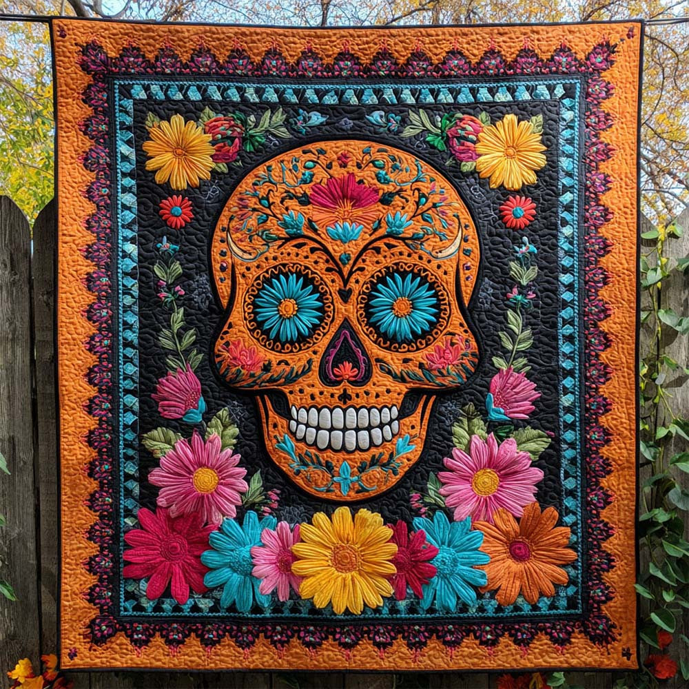 Day Of The Dead Quilted Blanket Halloween Home Decoration Gift For Men - GWH