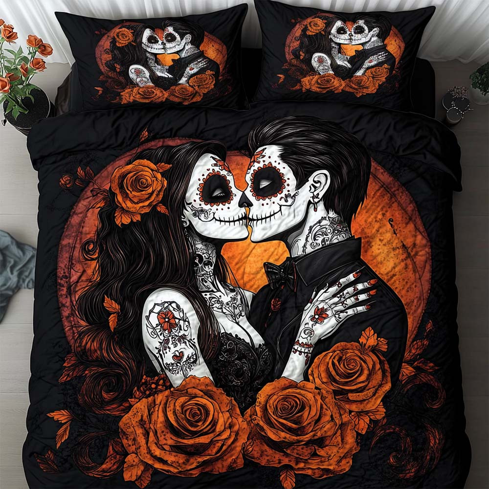 Dia De Los Muertos Quilted Bedding Set Day Of The Dead Home Decoration Halloween Gift - GWH