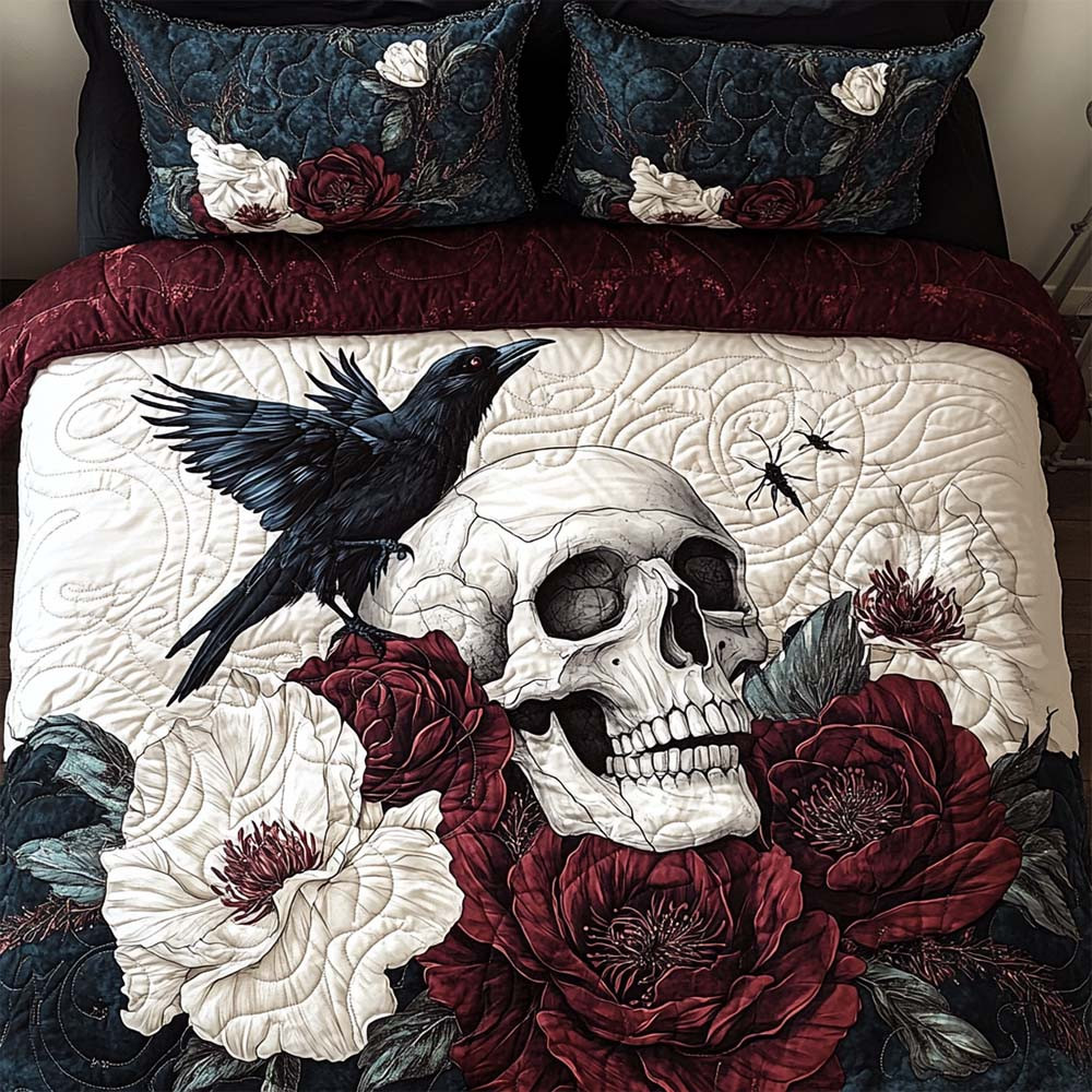 Dia De Los Muertos Quilted Bedding Set Day Of The Dead Room Decoration Halloween Gift Ideas - GWH