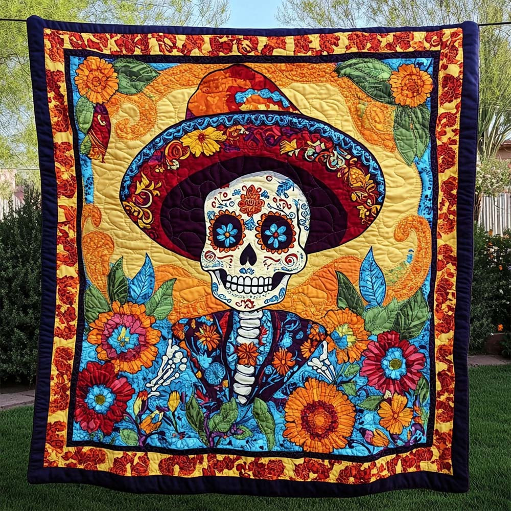 Dia De Los Muertos Quilted Blanket Day Of The Dead Room Decoration Halloween Gift Ideas - GWH