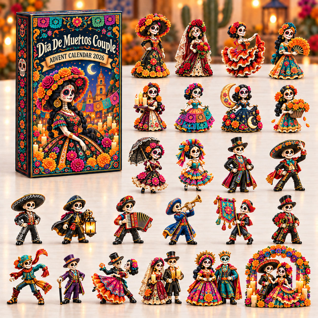 Dia De Muertos Couple Advent Calendar 2026 Halloween Countdown Gifts For Halloween Lovers - GWH
