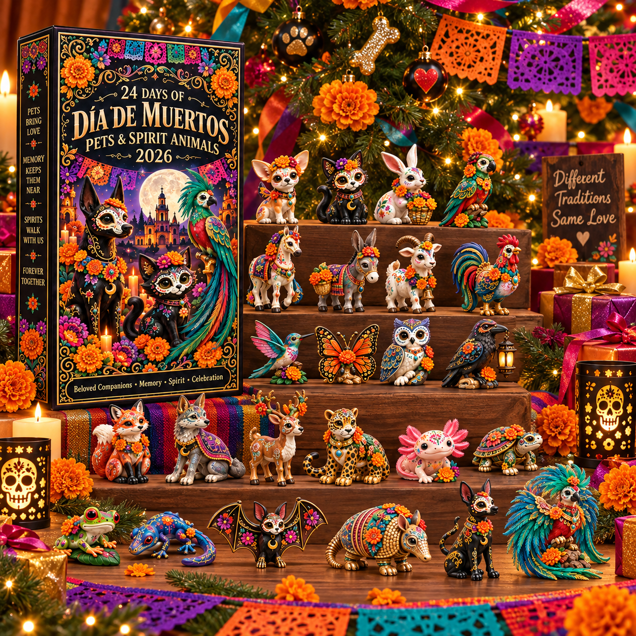 Dia de Muertos Pets Spirit Animals Advent Calendar Holiday Countdown Gift For Friend - GWH