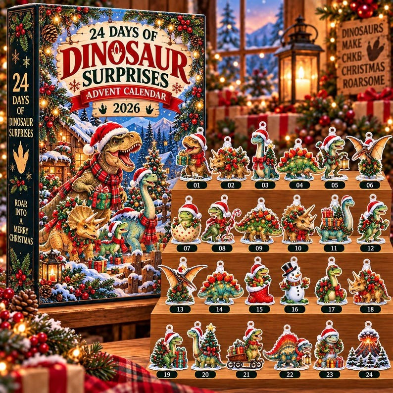 Dinosaur Surprises Advent Calendar 2026 Christmas 24 Days Countdown Gifts For Son - GWH