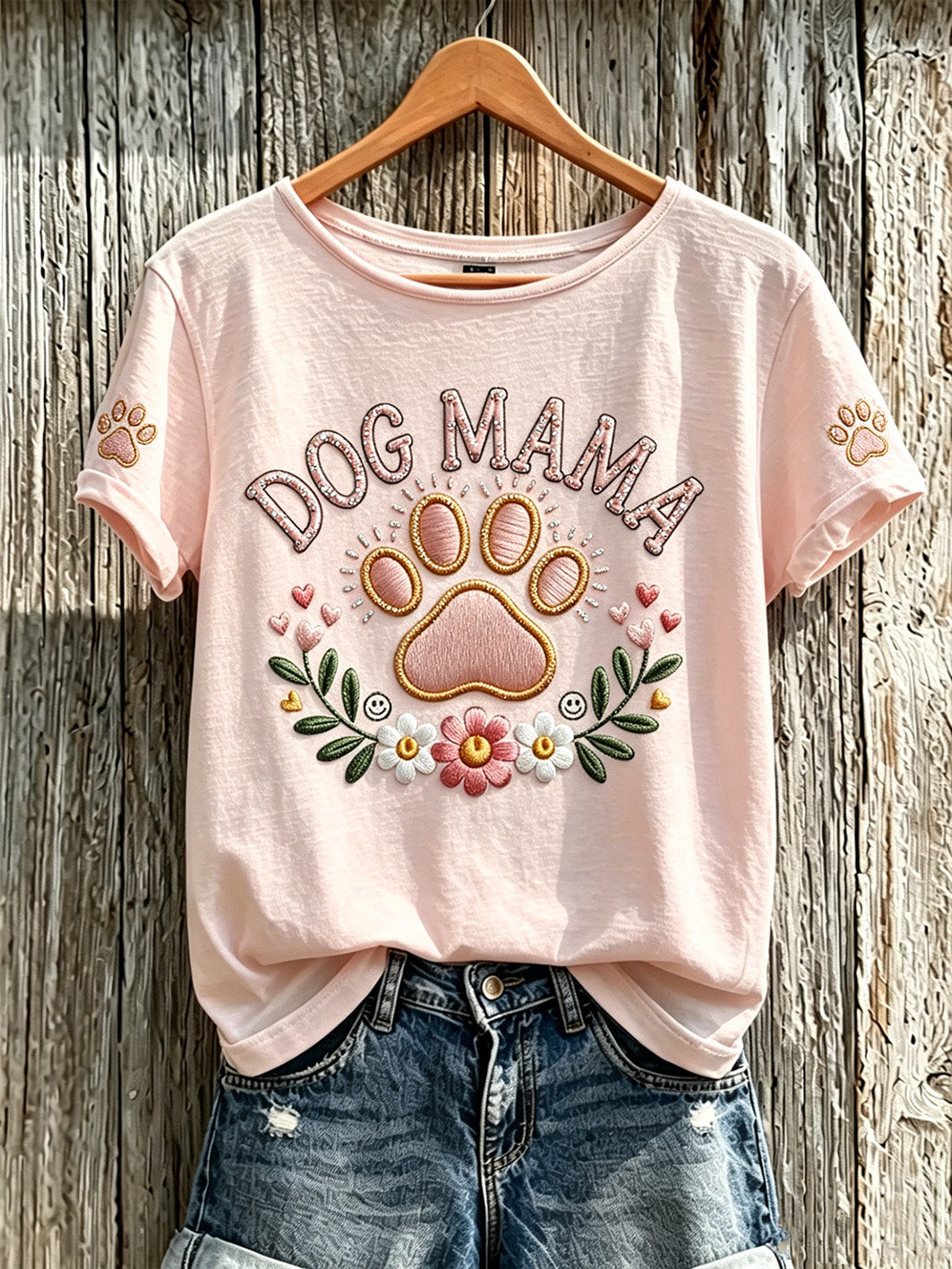 Dog Mama Merch Paw Print T-Shirt Classic Apparel Gift For Dog Lover - GWH