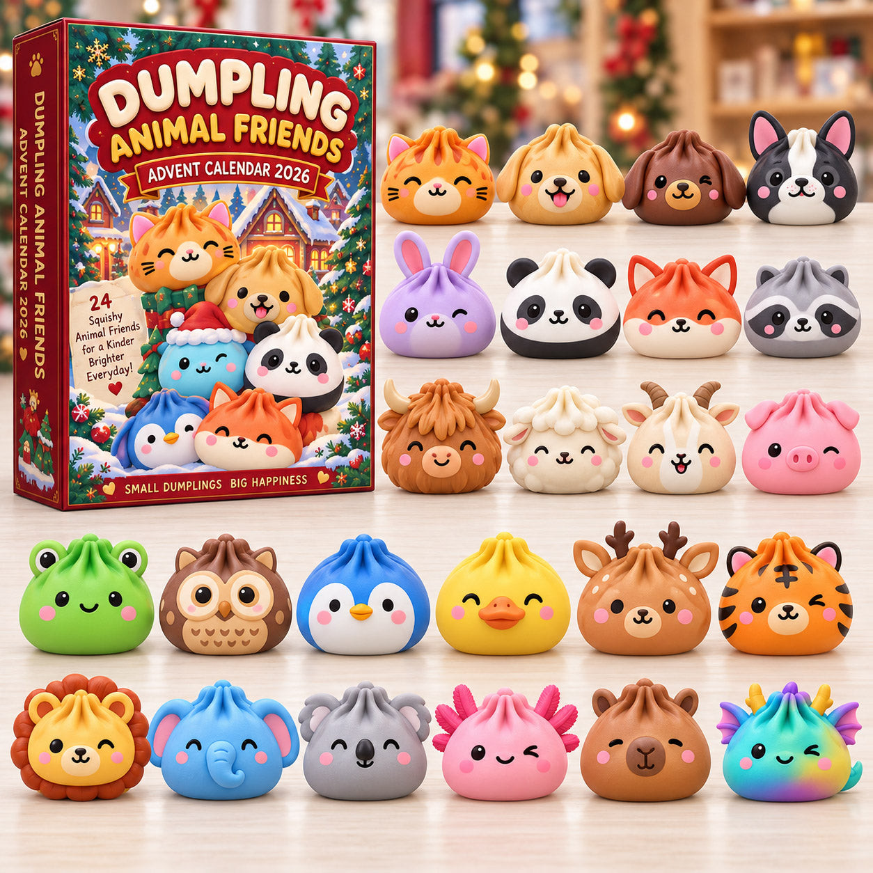 Dumpling Animal Friends Advent Calendar 2026 Christmas Gift For Dumpling Lover - GWH