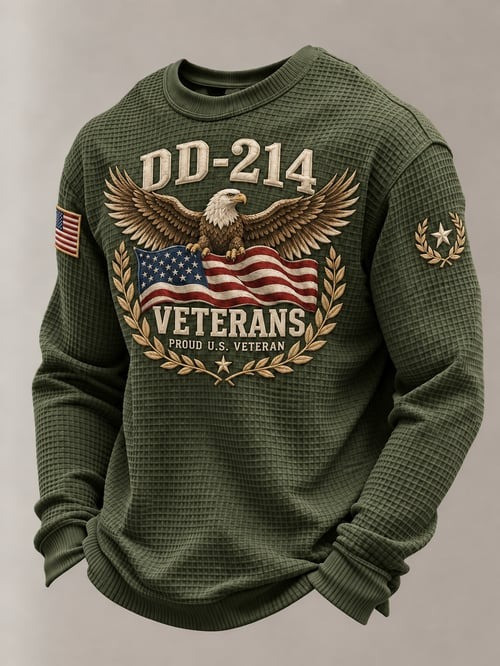 Eagle US Veterans DD 214 Flag Long Sleeve Shirt Veterans Day Clothing Gifts For Men - GWH