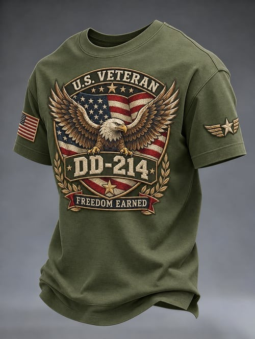 Eagle US Veterans DD 214 Freedom Earned Shirt Military Veteran Apparel Gifts Ideas - GWH
