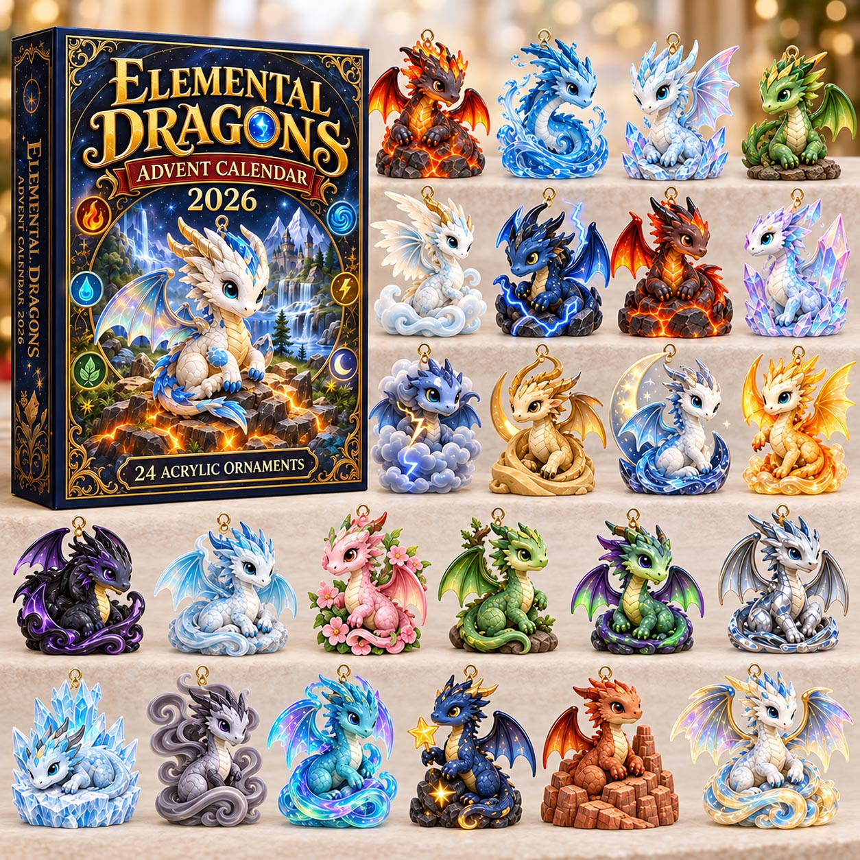 Elemental Dragons Advent Calendar 2026 Christmas Countdown Gifts For Boys - GWH