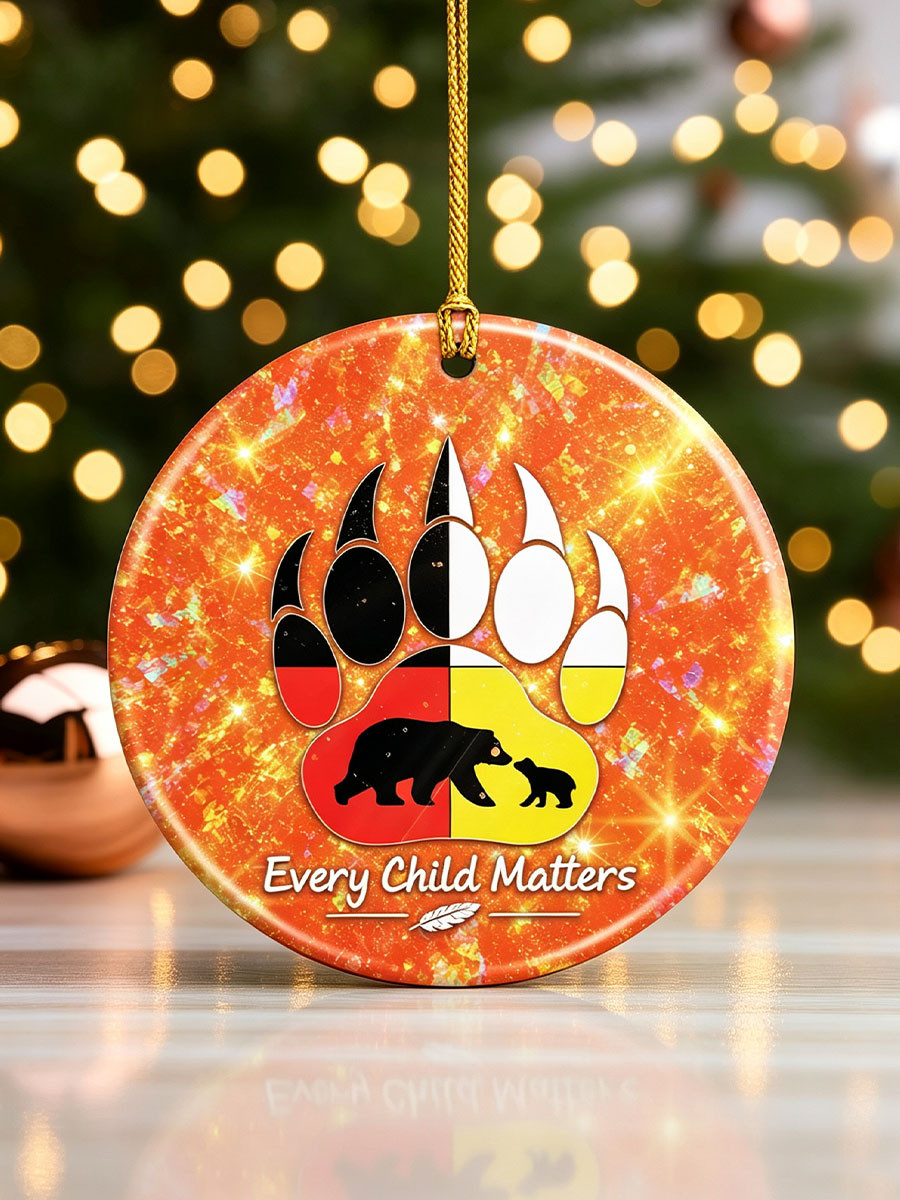 Every Child Matters Bear Paw Ceramic Ornament Orange Shirt Day Christmas Decorations - GWH