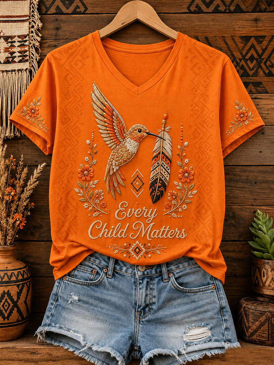 Every Child Matters V-Neck T-Shirt Canada Day Shirt Merch Gift Ideas - GWH