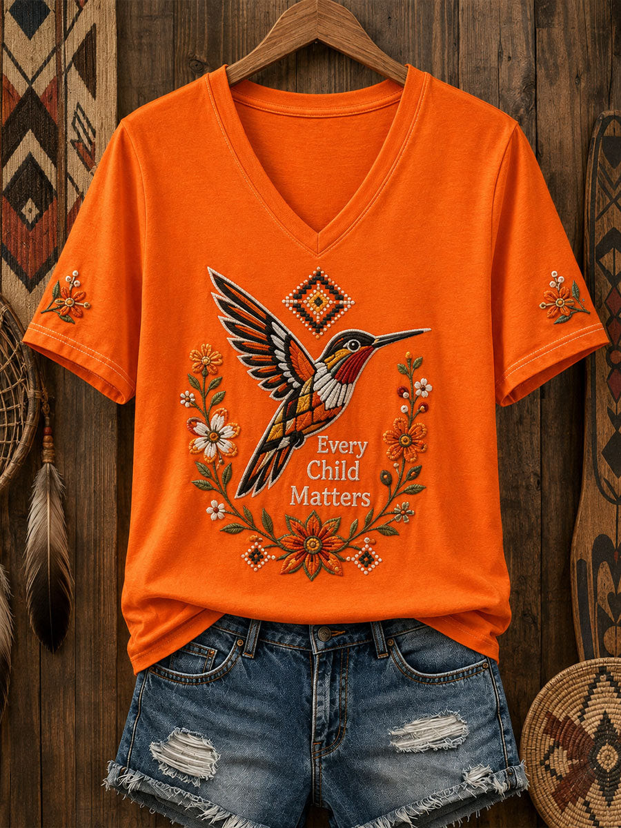 Every Child Matters V-Neck T-Shirt Canada Day Shirt Merchandise Gift For Women - GWH