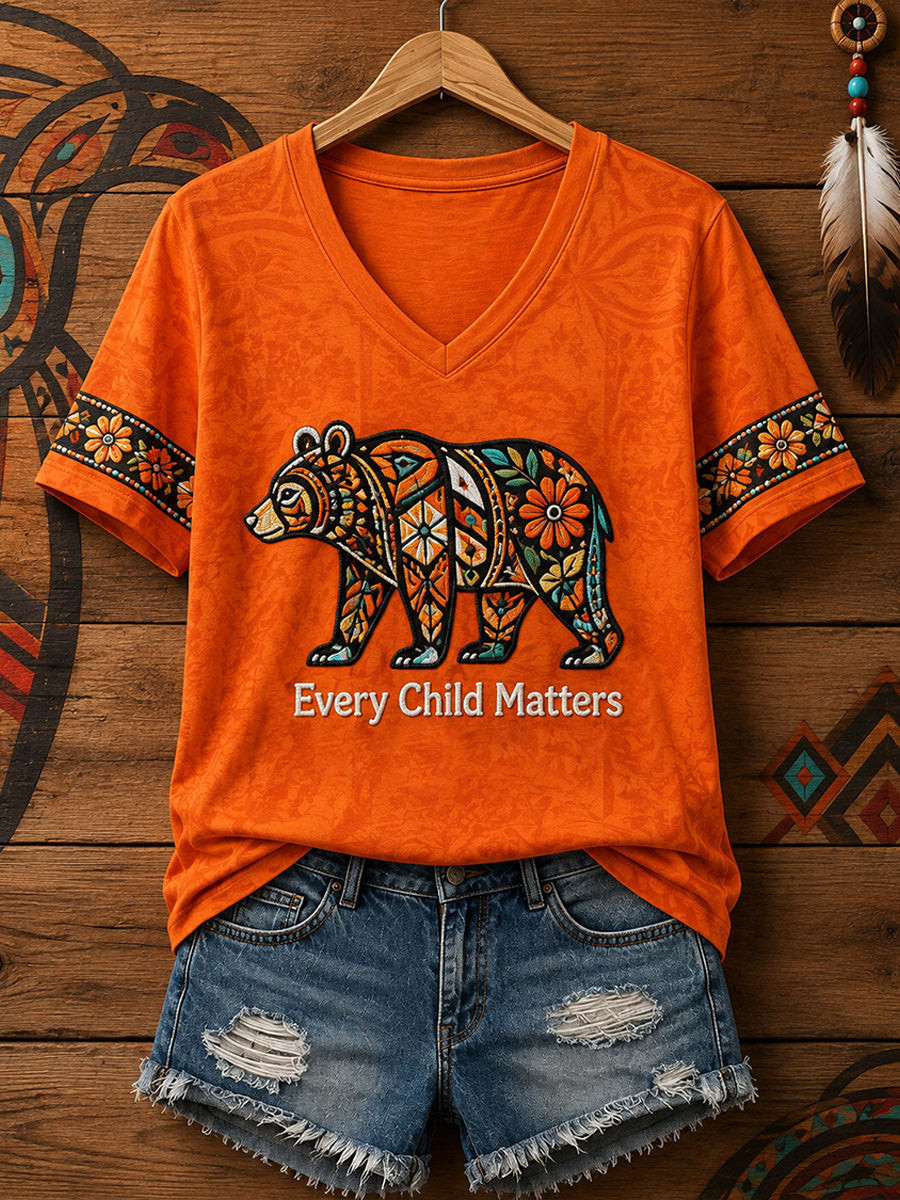 Every Child Matters V-Neck T-Shirt Orange Shirt Day Merchandise Supports Gift - GWH