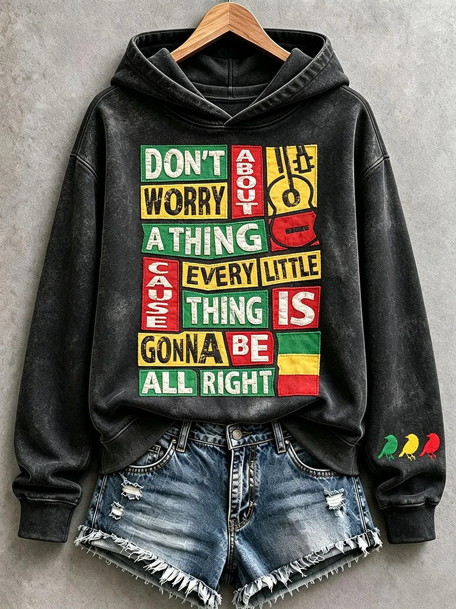Every Little Thing Is Gonna Be All Right Hoodie Retro Reggae Inspired Hoodie Gifts For Sister - GWH
