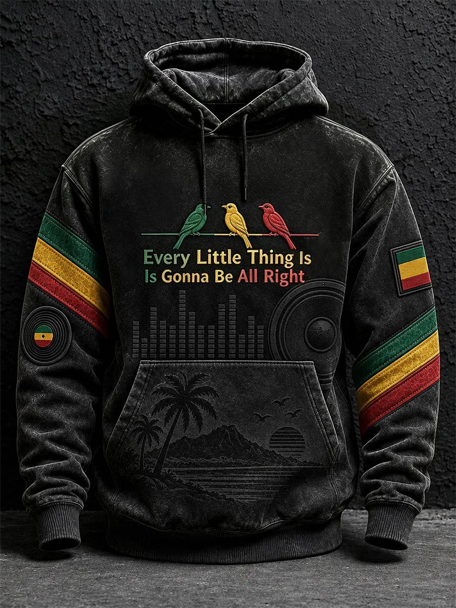 Every Little Thing Is Gonna Be All Right Hoodie Retro Reggae Music Clothing Music Lover Gift - GWH