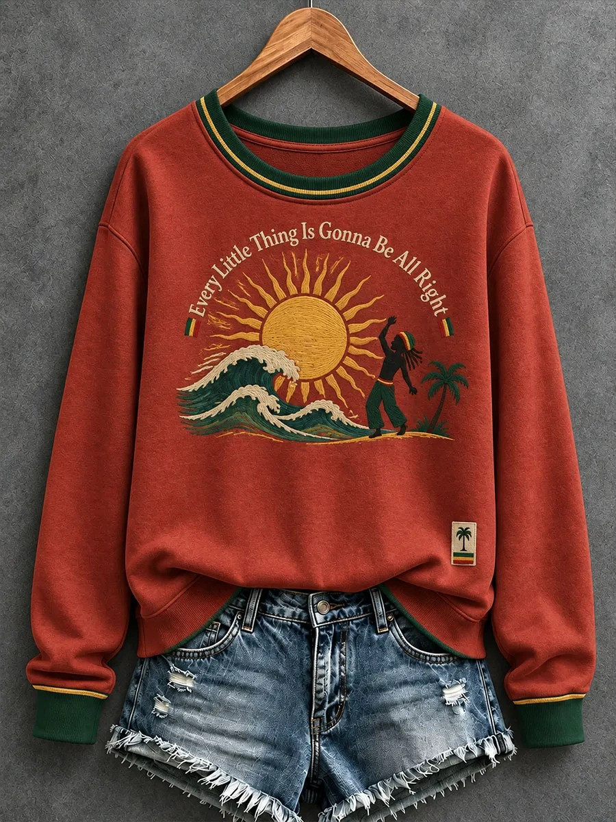 Every Little Thing Is Gonna Be All Right Sweatshirt Reggae Inspired Retro Outfit Best Gifts - GWH