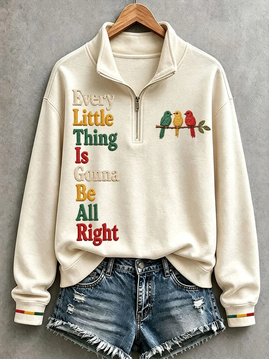 Every Little Thing Is Gonna Be All Right Zip Sweatshirt Three Little Birds Attire Best Gifts - GWH