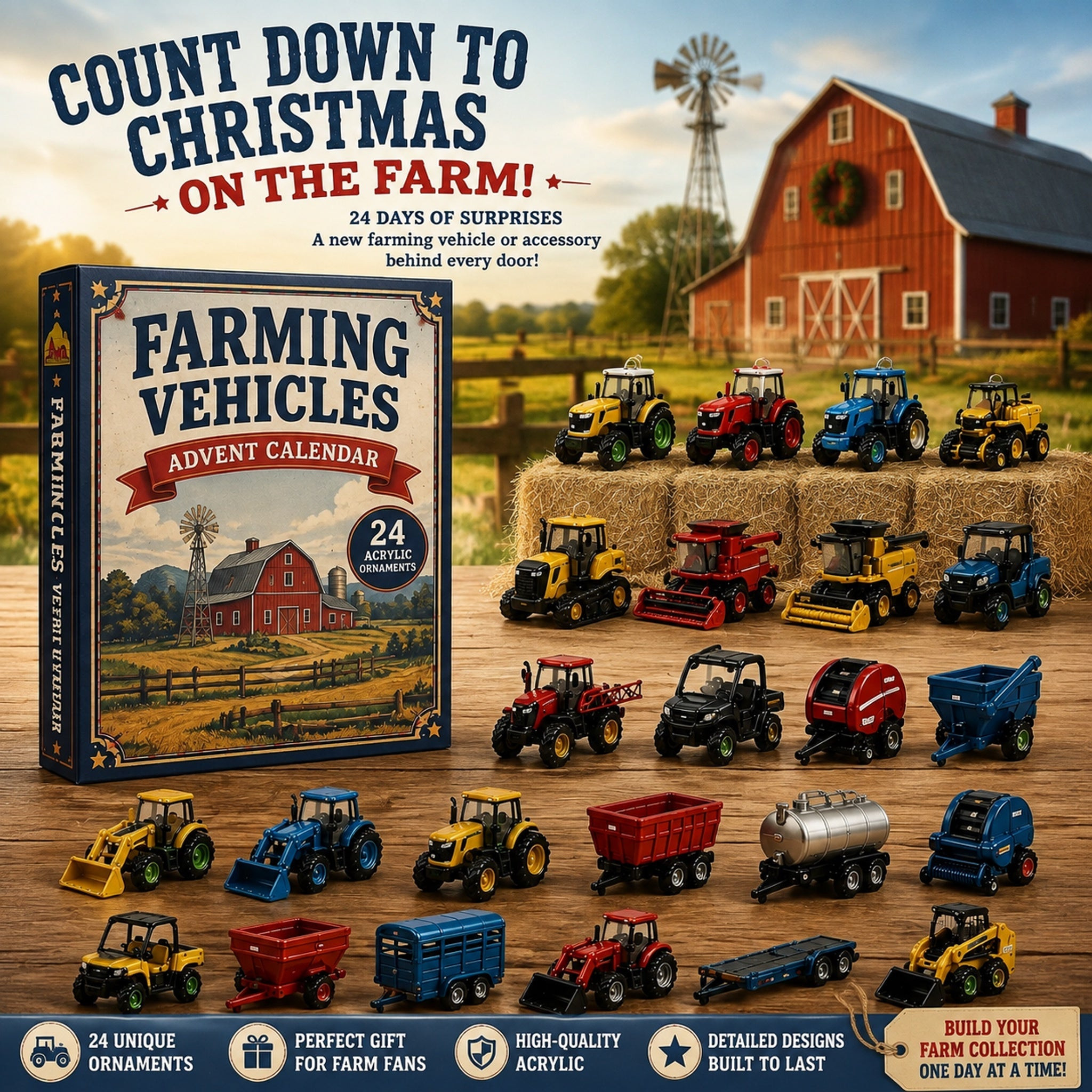 Farming Vehicles World Advent Calendar 2026 24 Day Christmas Countdown Gift For Dad - GWH