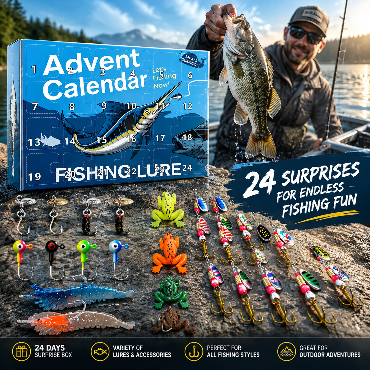 Fishing Advent Calendar 2026 24 Day Christmas Countdown Gift For Father - GWH