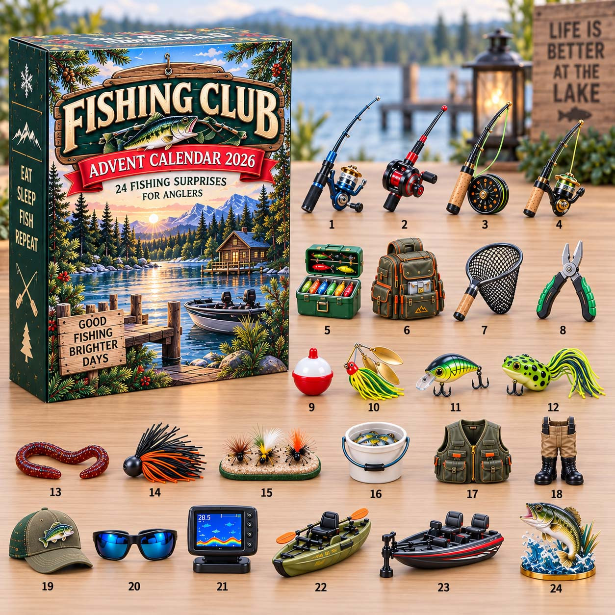 Fishing Club Advent Calendar 2026 Christmas Gift For Fisherman - GWH