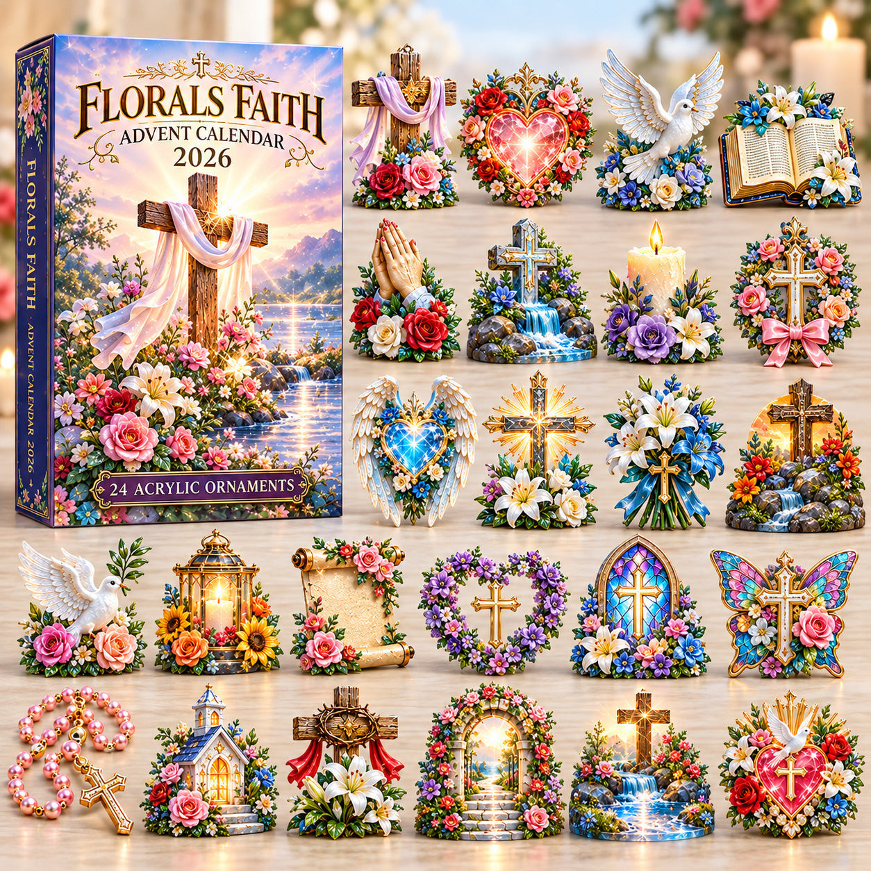 Florals Faith Advent Calendar 2026 Christmas Countdown Gifts For Christians - GWH