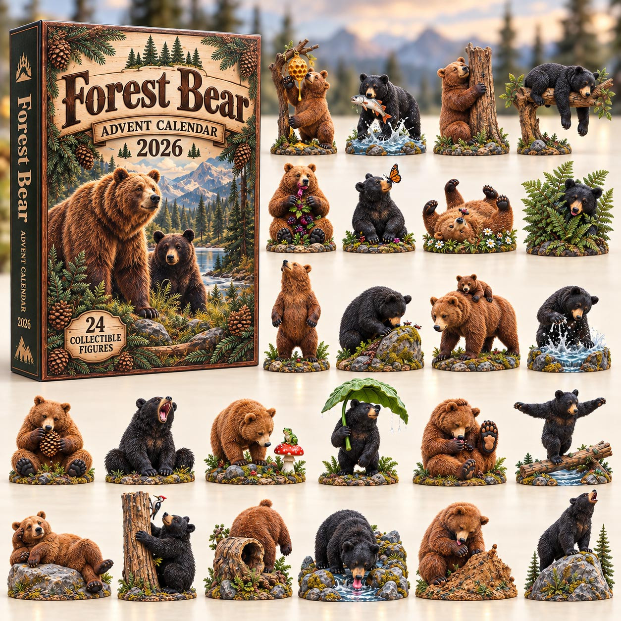 Forest Bear Advent Calendar 2026 Christmas Gift For Animal Lovers - GWH