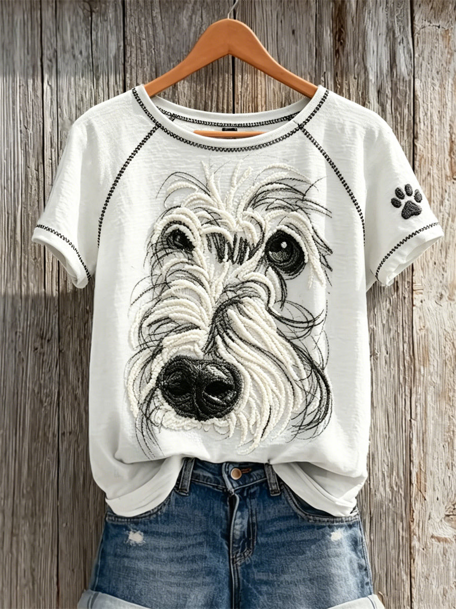 Fuzzy Dog Face Merch Crest Logo V-Neck T-Shirt Cute Clothing Gift For Mom - GWH