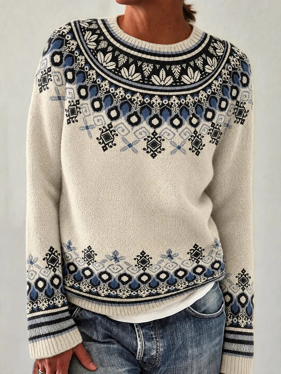 Geometric Fair Isle Sweater Cozy Season Clothing Christmas Gifts For Daughter - GWH