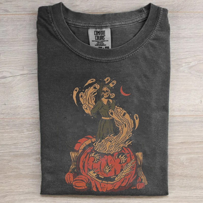 Ghost Pumpkin Retro Halloween Shirt Cool Halloween Outfits Gifts For Girlfriend - GWH