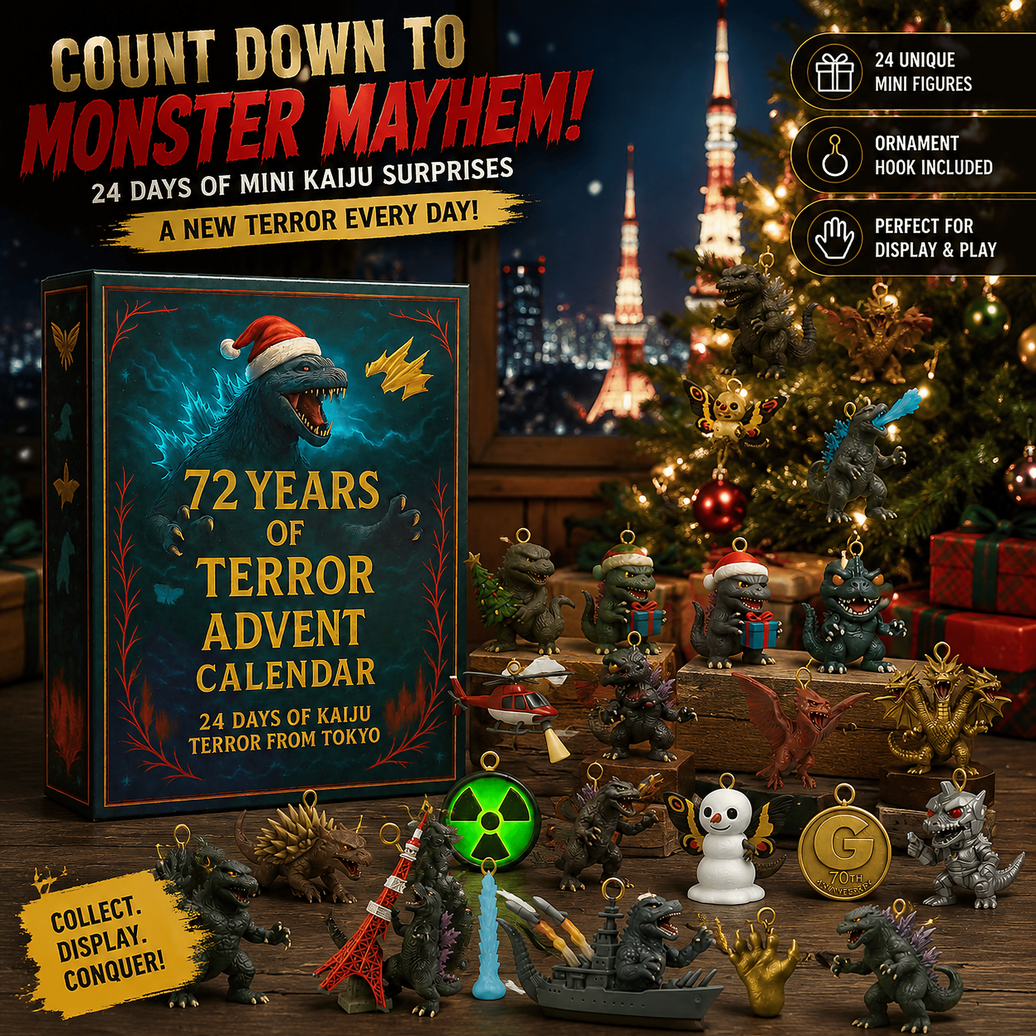 Godzilla Kaiju Advent Calendar 24 Day Christmas Countdown Gift For Boy - GWH
