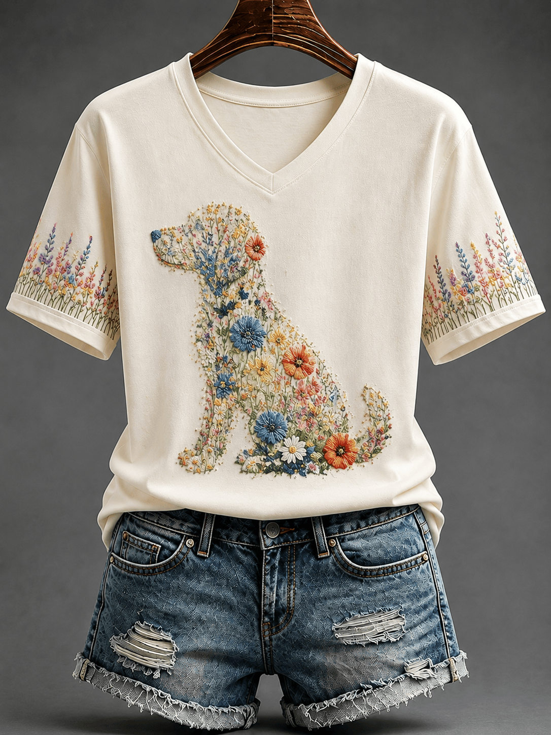 Golden Retriever Merch Nature Art V-Neck T-Shirt Cute Dog Clothing Gift For Mom - GWH