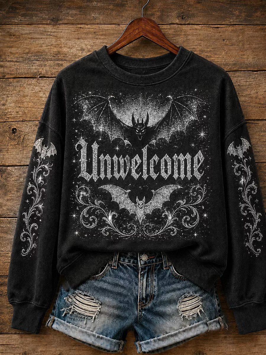 Gothic Unwelcome Angel Sweatshirt Scary Horror Bloody Halloween Clothing Gift For Her - Gwh