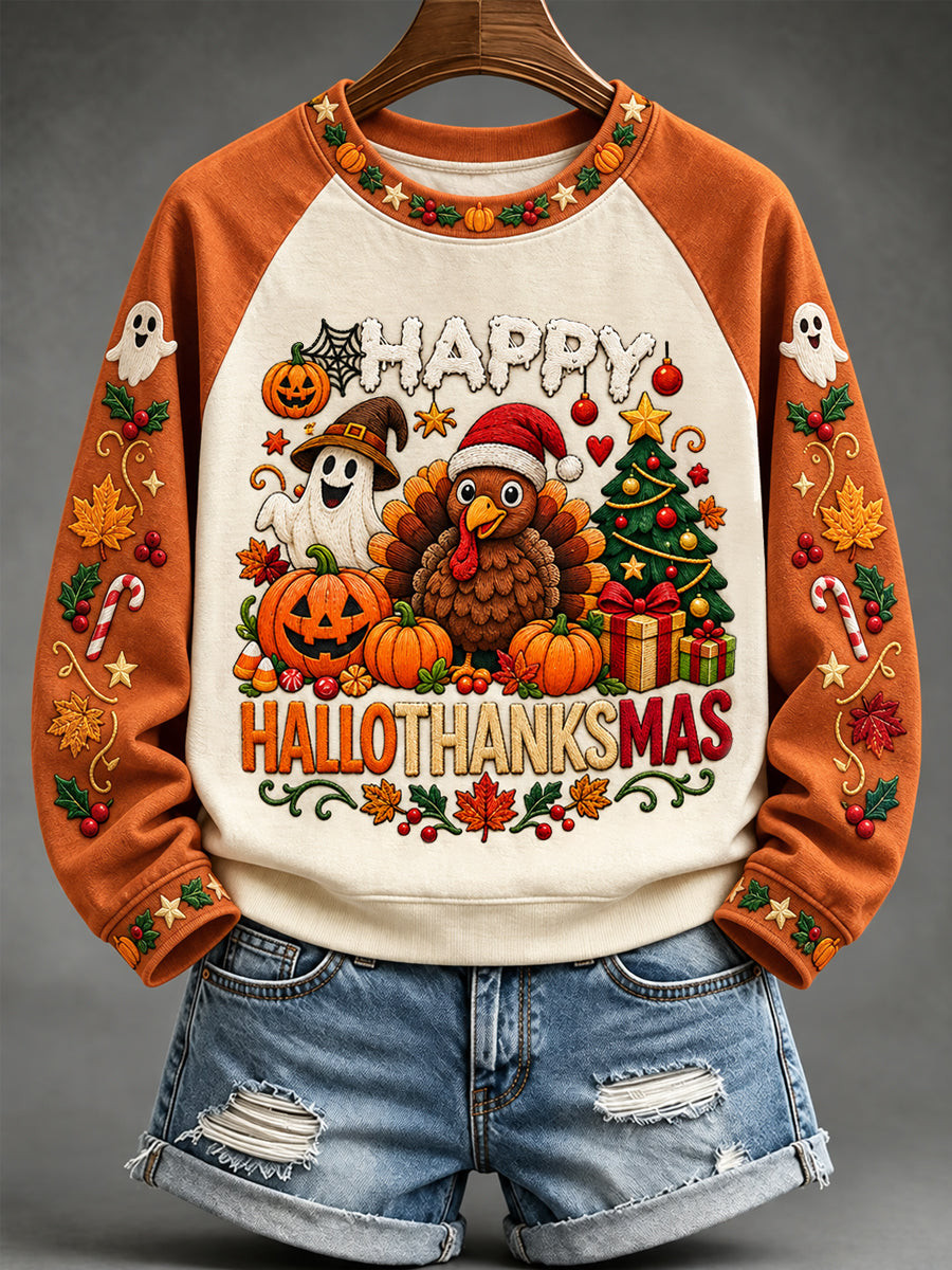Halloween Merch Hallothanksmas Ghost Sweatshirt Cute Clothing Daughter - GWH