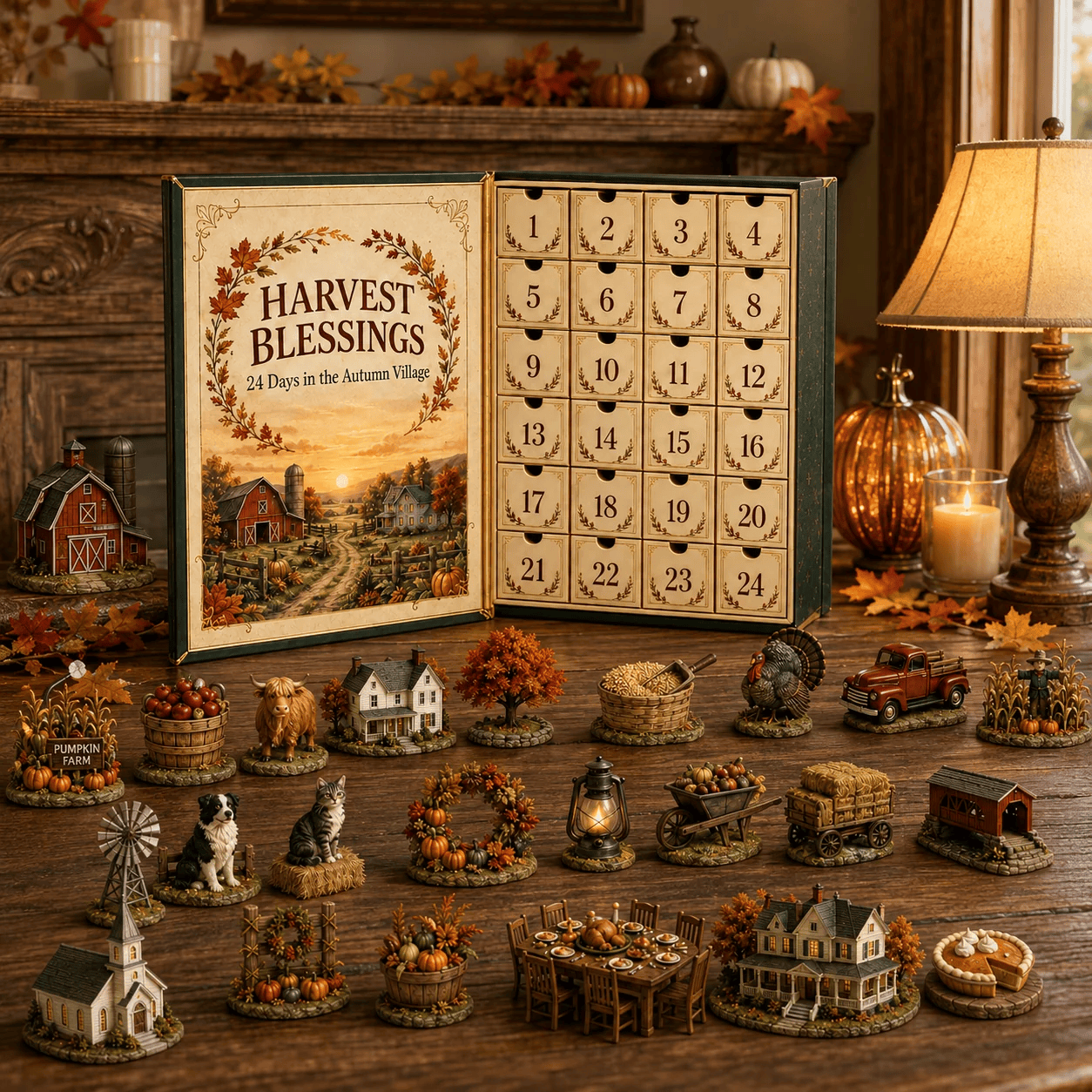 Harvest Blessings Advent Calendar 2026 24 Ornaments Christmas Countdown Gift Idea - GWH