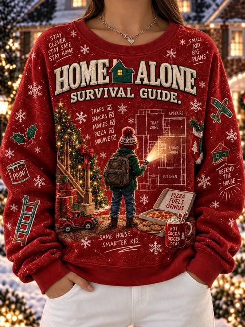 Home Alone Merch Kevin Survival Guide Christmas Sweatshirt Xmas Attire Home Alone Lovers Gifts - GWH