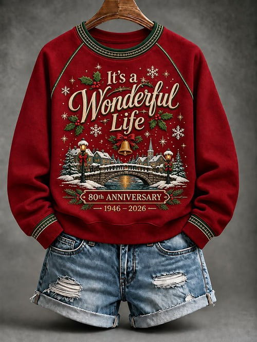 It's A Wonderful Life 80Th Anniversary Merch Christmas Sweatshirt Xmas Gears Presents Ideas - Gwh