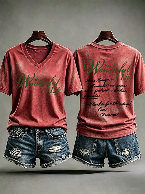 It's A Wonderful Life Christmas V-Neck Shirt Xmas Attire Christmas Gifts For Wife - GWH