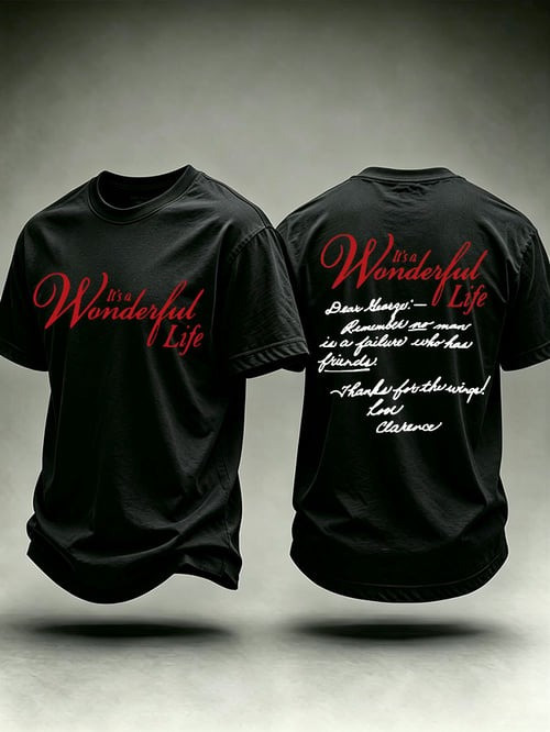 It's A Wonderful Life Merch Christmas Shirt Black Xmas Clothes Gifts For Boyfriend - GWH