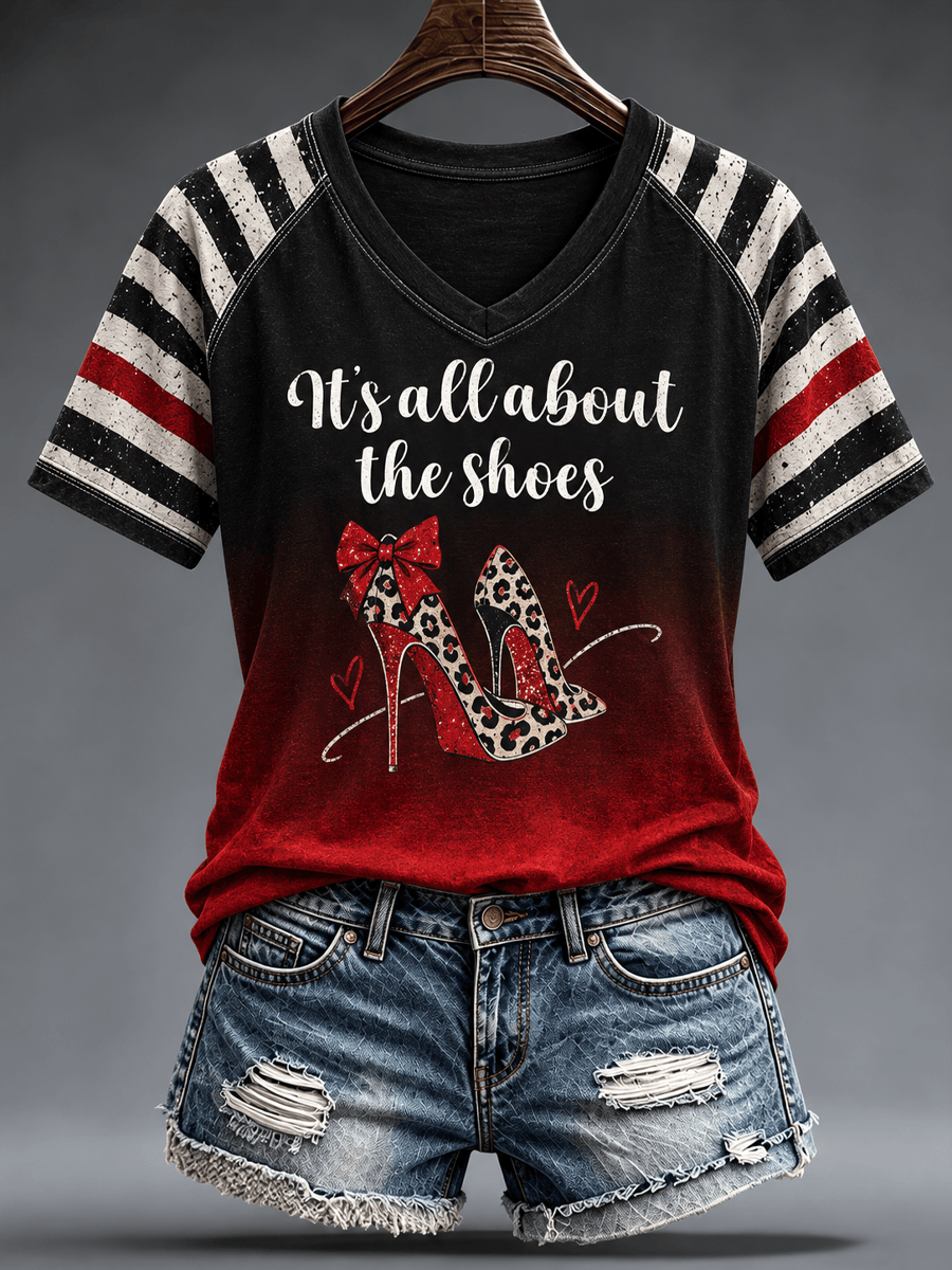 It's All About The Shoes V-Neck Shirt Fun Spooky Halloween Clothing Gift For Her - Gwh