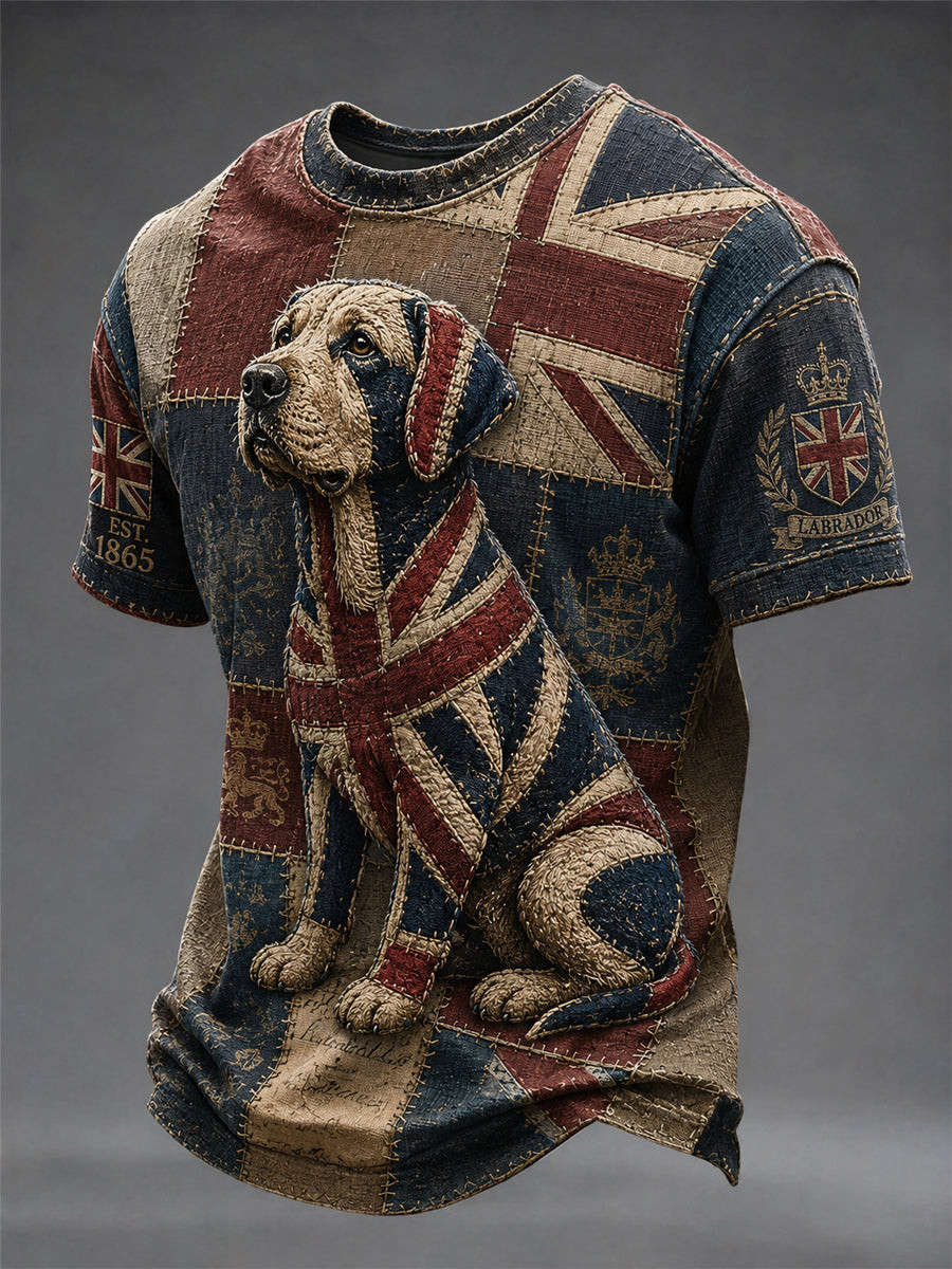 Labrador Retriever Merch Union Jack Flag T-Shirt 90s Clothing Gift For Dad - GWH