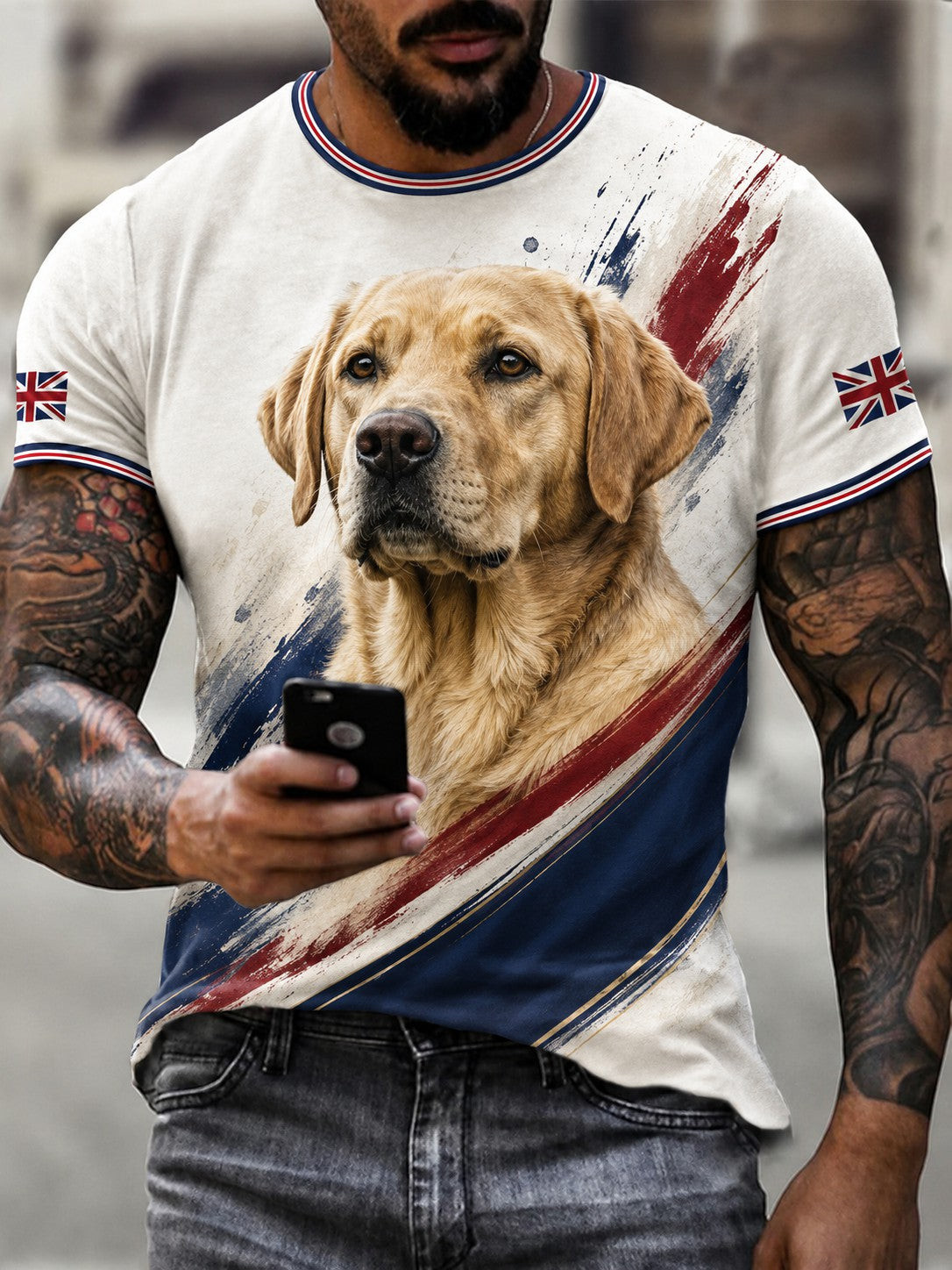 Labrador Retriever Merch Union Jack Flag T-Shirt Classic Clothing Gift For Husband - GWH