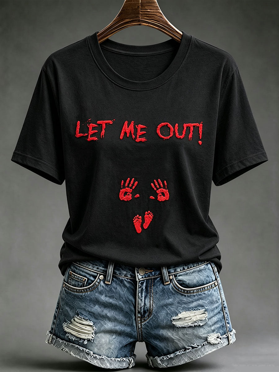 Let Me Out T-Shirt Scary Horror Bloody Halloween Clothing Women's Gift Ideas - Gwh