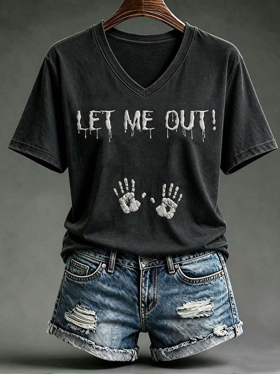 Let Me Out V-Neck Shirt Scary Gothic Halloween Clothing Women's Gift Ideas - Gwh