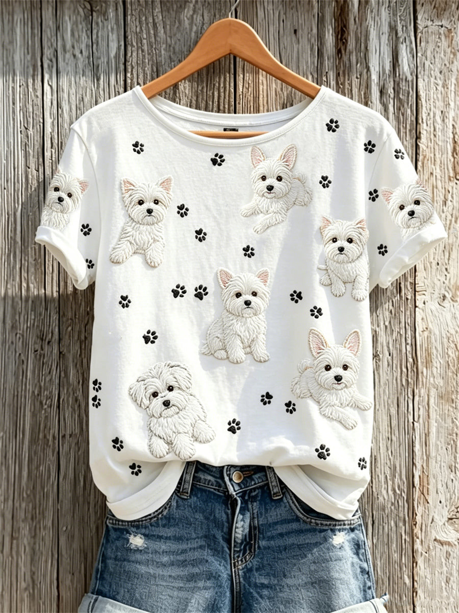 Maltese Dogs Merch Paw Prints T-Shirt Classic Dog Clothing Gift For Mom Dog - GWH